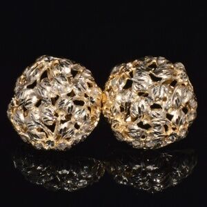 STUNNING SAK ITALY 14K SOLID GOLD FACETED CLUSTER EARRINGS